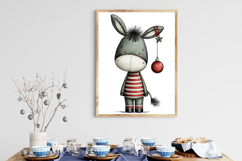 Whimsical Christmas Donkey Clipart Product Image 3