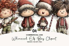 Whimsical Christmas Elf Boy Clipart Product Image 1