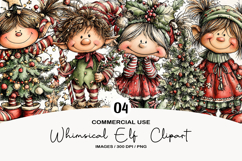 Whimsical Christmas Elf Clipart Product Image 1