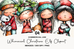 Whimsical Christmas Elf Clipart Product Image 1