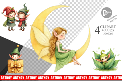 Whimsical Christmas Elves Clipart Product Image 1