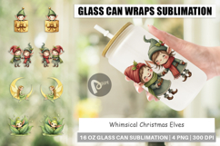 Whimsical Christmas Elves Glass Can Product Image 1