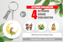 Whimsical Christmas Elves Keychain Product Image 1