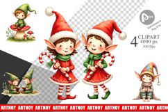 Whimsical Christmas Elves Clipart Product Image 1