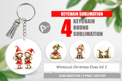 Whimsical Christmas Elves Keychain Product Image 1