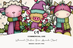 Whimsical Christmas Farm Animals Clipart Product Image 1