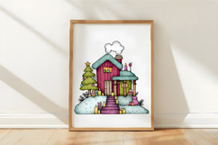 Whimsical Christmas Farm House Clipart Product Image 3