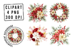 Whimsical Christmas Flower Clipart Product Image 1