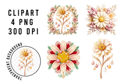 Whimsical Christmas Flower Clipart Product Image 1