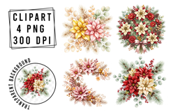 Whimsical Christmas Flower Clipart Product Image 1