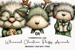 Whimsical Christmas Fluffy Animals Clipart Product Image 1
