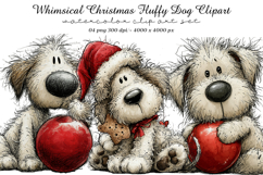 Whimsical Christmas Fluffy Dog Clipart Product Image 1