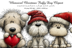 Whimsical Christmas Fluffy Dog Clipart Product Image 1
