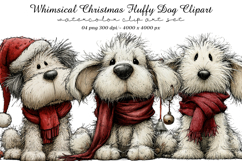 Whimsical Christmas Fluffy Dog Clipart Product Image 1