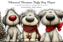 Whimsical Christmas Fluffy Dog Clipart Product Image 1