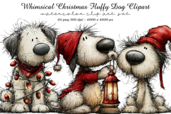 Whimsical Christmas Fluffy Dog Clipart Product Image 1
