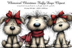 Whimsical Christmas Fluffy Dogs Clipart Product Image 1