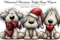 Whimsical Christmas Fluffy Dogs Clipart Product Image 1