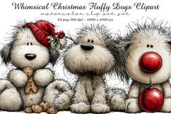 Whimsical Christmas Fluffy Dogs Clipart Product Image 1