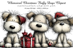 Whimsical Christmas Fluffy Dogs Clipart Product Image 1