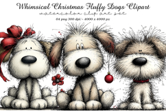 Whimsical Christmas Fluffy Dogs Clipart Product Image 1