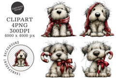 Whimsical Christmas Fluffy Dogs Clipart Product Image 1