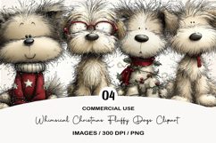 Whimsical Christmas Fluffy Dogs Clipart Product Image 1