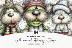 Whimsical Christmas Fluffy Dogs Clipart Product Image 1