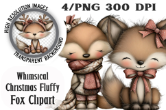 Whimsical Christmas Fluffy Fox Clipart Product Image 1
