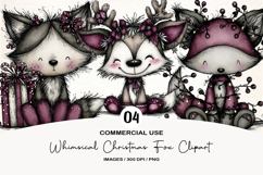 Whimsical Christmas Fox Clipart Product Image 1