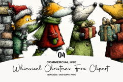 Whimsical Christmas Fox Clipart Product Image 1