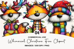 Whimsical Christmas Fox Clipart Product Image 1