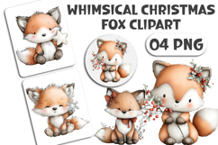 Whimsical Christmas Fox Clipart Product Image 1