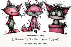 Whimsical Christmas Fox Clipart Product Image 1