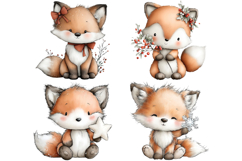 Whimsical Christmas Fox Clipart Product Image 2