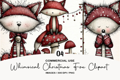 Whimsical Christmas Fox Clipart PNG Product Image 1
