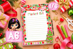 Whimsical Christmas Garland A6 Notepad PNG PDF Product Image 1