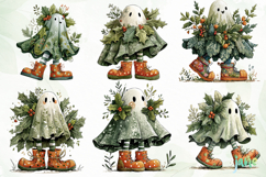 Whimsical Christmas Ghost Clipart Product Image 4