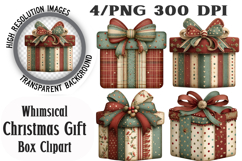 Whimsical Christmas Gift Box Clipart Product Image 1