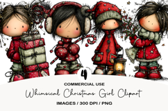 Whimsical Christmas Girl Clipart Product Image 1