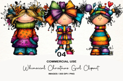 Whimsical Christmas Girl Clipart Sublimation Product Image 1