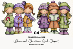 Whimsical Christmas Girl Clipart Product Image 1