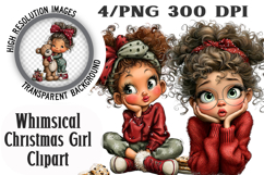 Whimsical Christmas Girl Clipart Product Image 1