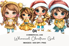 Whimsical Christmas Girl Clipart Product Image 1