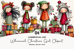 Whimsical Christmas Girl Clipart Product Image 1