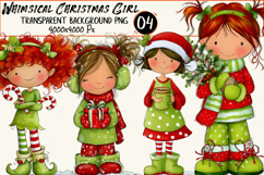 Whimsical Christmas Girl Clipart Product Image 1