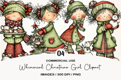 Whimsical Christmas Girl Clipart Product Image 1