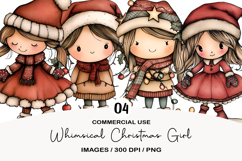 Whimsical Christmas Girl Clipart Product Image 1