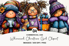 Whimsical Christmas Girl Clipart Product Image 1