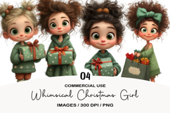 Whimsical Christmas Girl Clipart Product Image 1